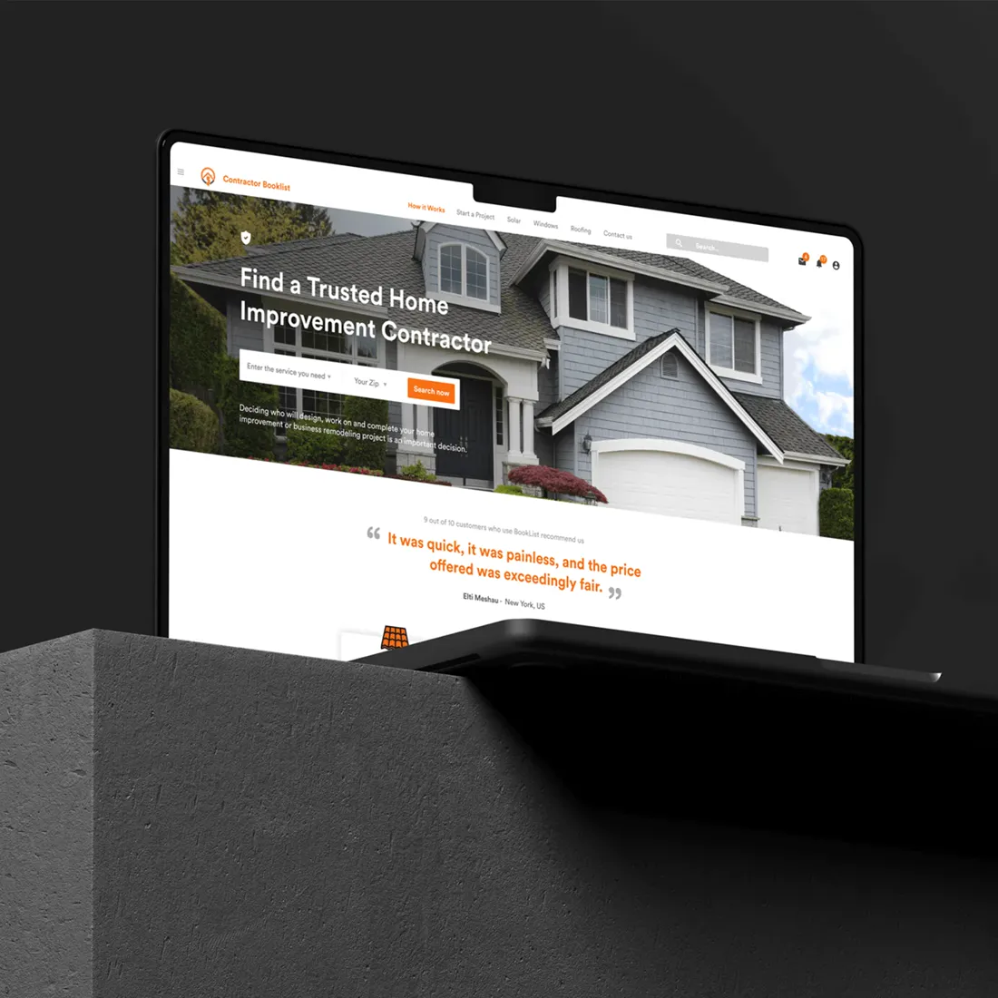 Contractor Booklist website on a laptop