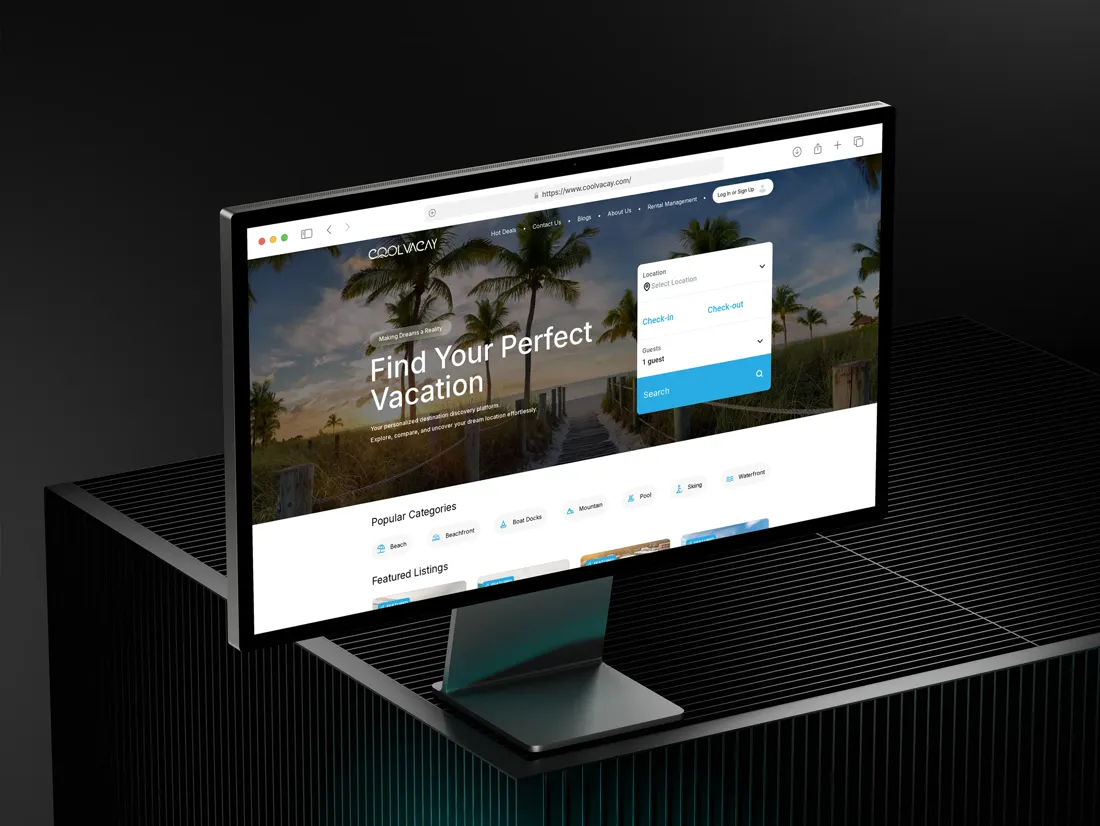 Coolvacay website on a screen